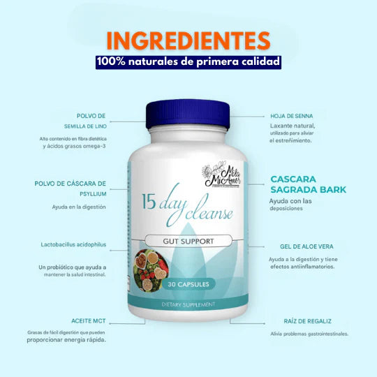 15 DAYS CLEANSE® LIMPIEZA NATURAL DEL COLÓN (PRODUCTO ORIGINAL) 50% OFF🔥