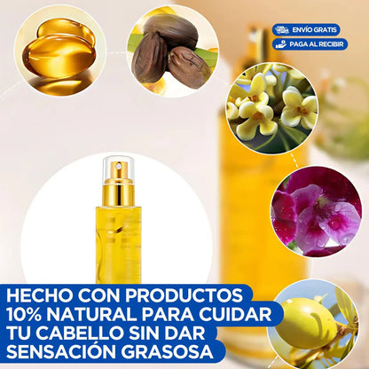 Spray de Aceite para Cabello 🔥Da Brillo, Nutrición, protege del calor de la plancha y elimina el Frizz