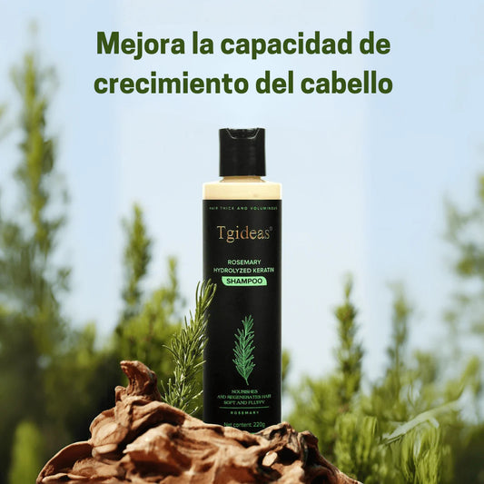 Keratina + Romero + Ortiga + Biotina - Champú Nutritivo y Regenerador para Cabello Grueso y Voluminoso (220 ml) - IdeasLabCo™